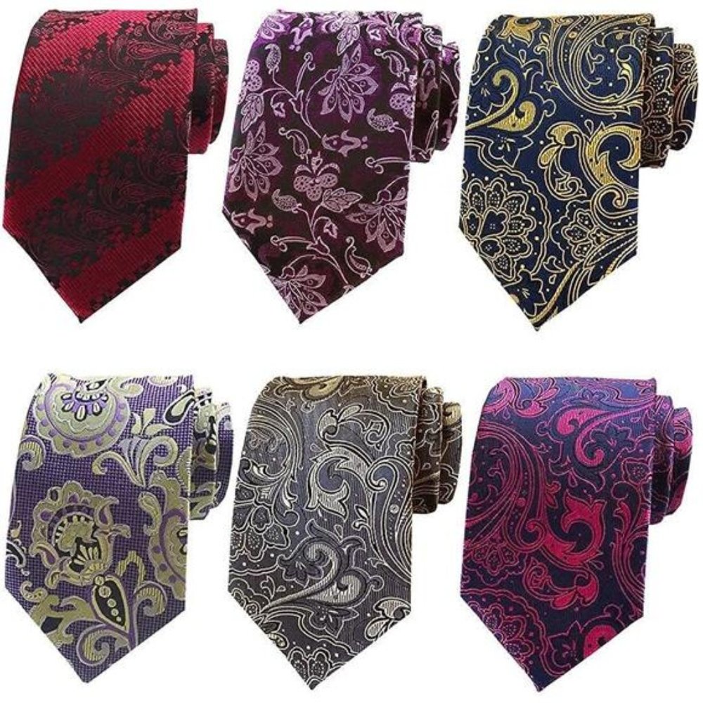 Lot 6 PCS Classic Men's Silk Tie Necktie Woven JACQUARD Neck Ties Business